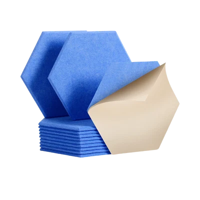 panel acústico hexagonal autoadhesivo azul