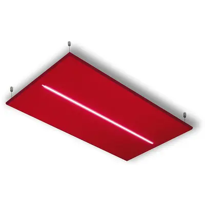panel fonoabsorbente de techo rojo con led