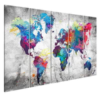 cuadro acústico mapa mundo 5 piezas